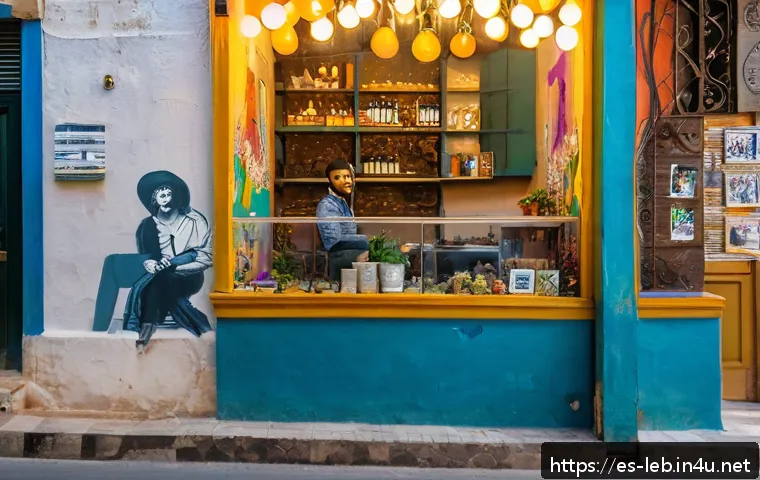 베이루트의 숨겨진 명소 - A vibrant urban scene in Beirut&rsquo;s Mar Mikhael district at dusk, featuring colorful street murals and...